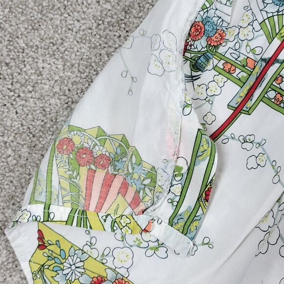 Vintage Kimono Wrap Robe Womens White Green Japanese Yukata‎ Style Traditional - Picture 7 of 16